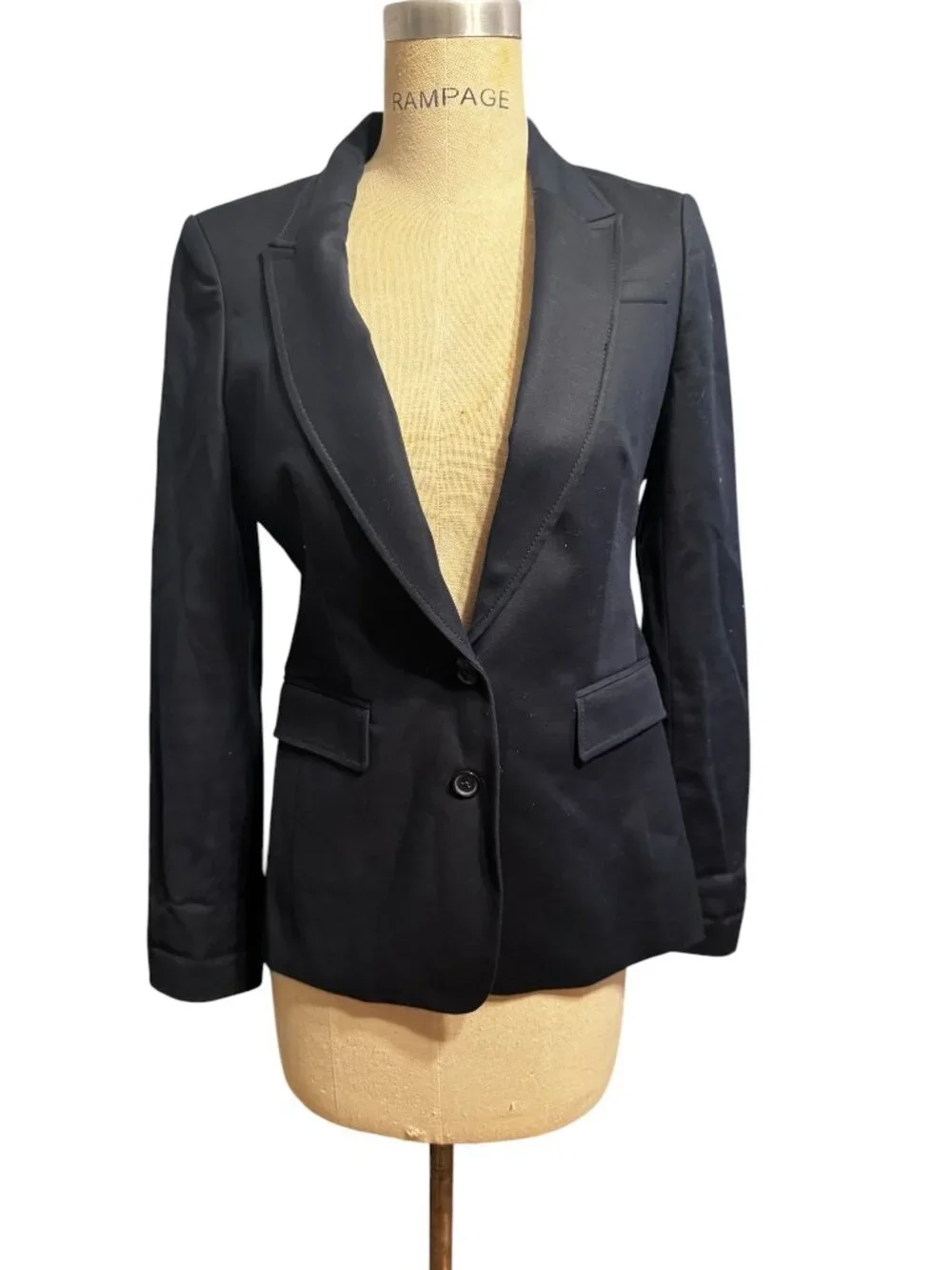 Banana Republic Women’s Blue Blazer Size 6 Pink Striped Lining Cotton Lyocell